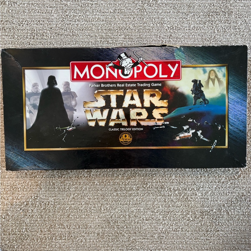 STAR WARS 1997 TRILOGY MONOPOLY GAME. Fun game. Includes all 9 Pewter Figures.